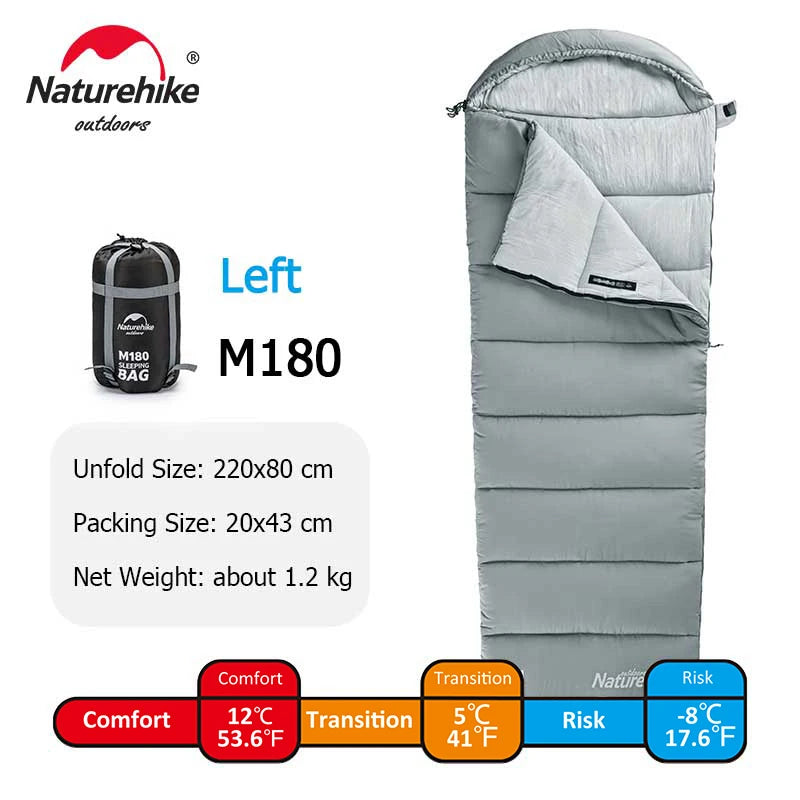 Naturehike M180 Sleeping Bag Lightweight Sleeping Bag M300 Double Outdoor Camping Winter Warm Sleeping Bag M400 Machine Washable