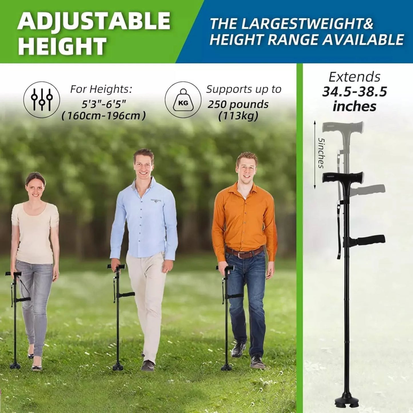 Folding Telescopic Cane Elder Cane LED Walking Trusty Sticks with LED Light&Alarm For Mothers The Elder Fathers