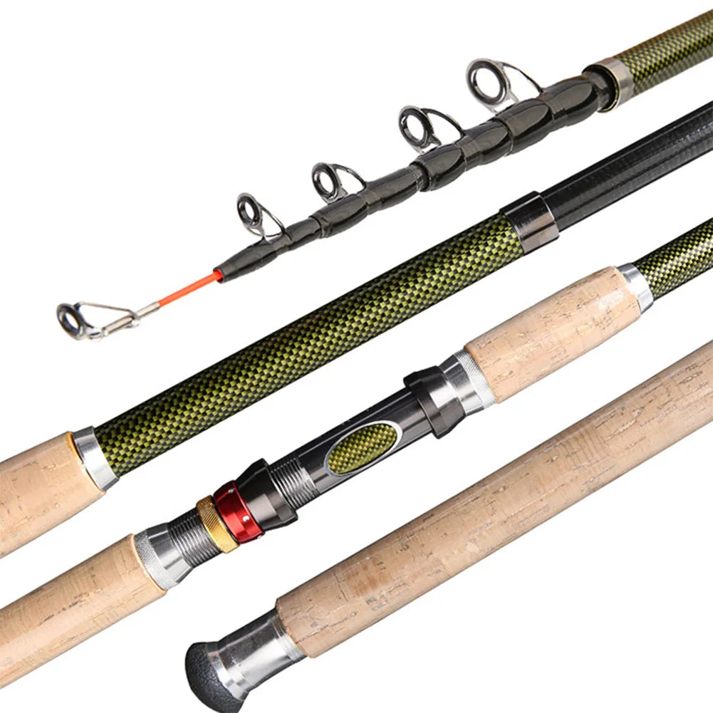Carbon Fiber Telescopic Fishing Rod 2.1M 2.4M 2.7M Portable Travel Rod M Power for Bass Pike Carp Fishing