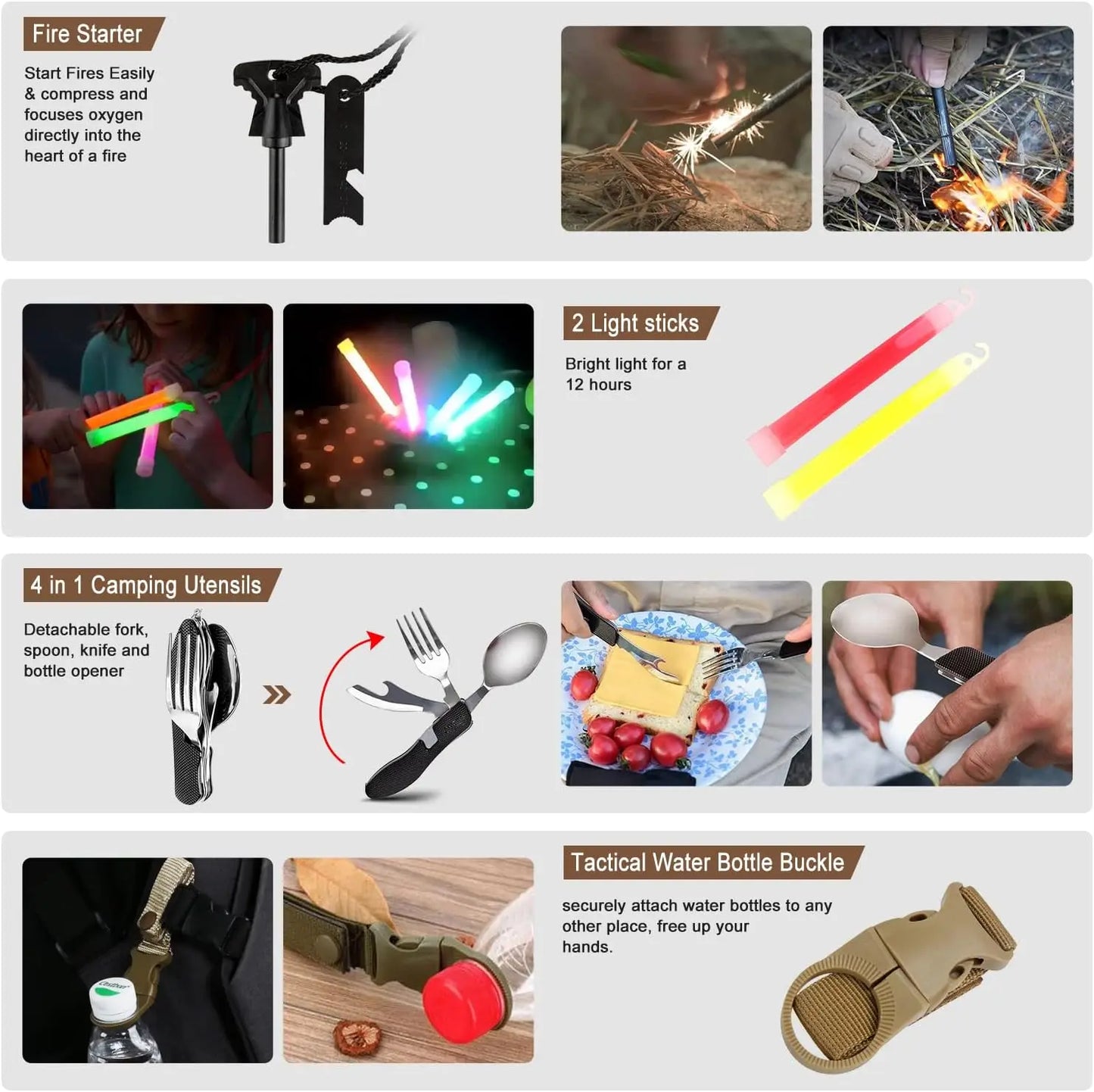 238-Piece Emergency Survival Kit with First Aid, Tactical Pouch & Tent for Outdoor Adventure, Camping, Hiking