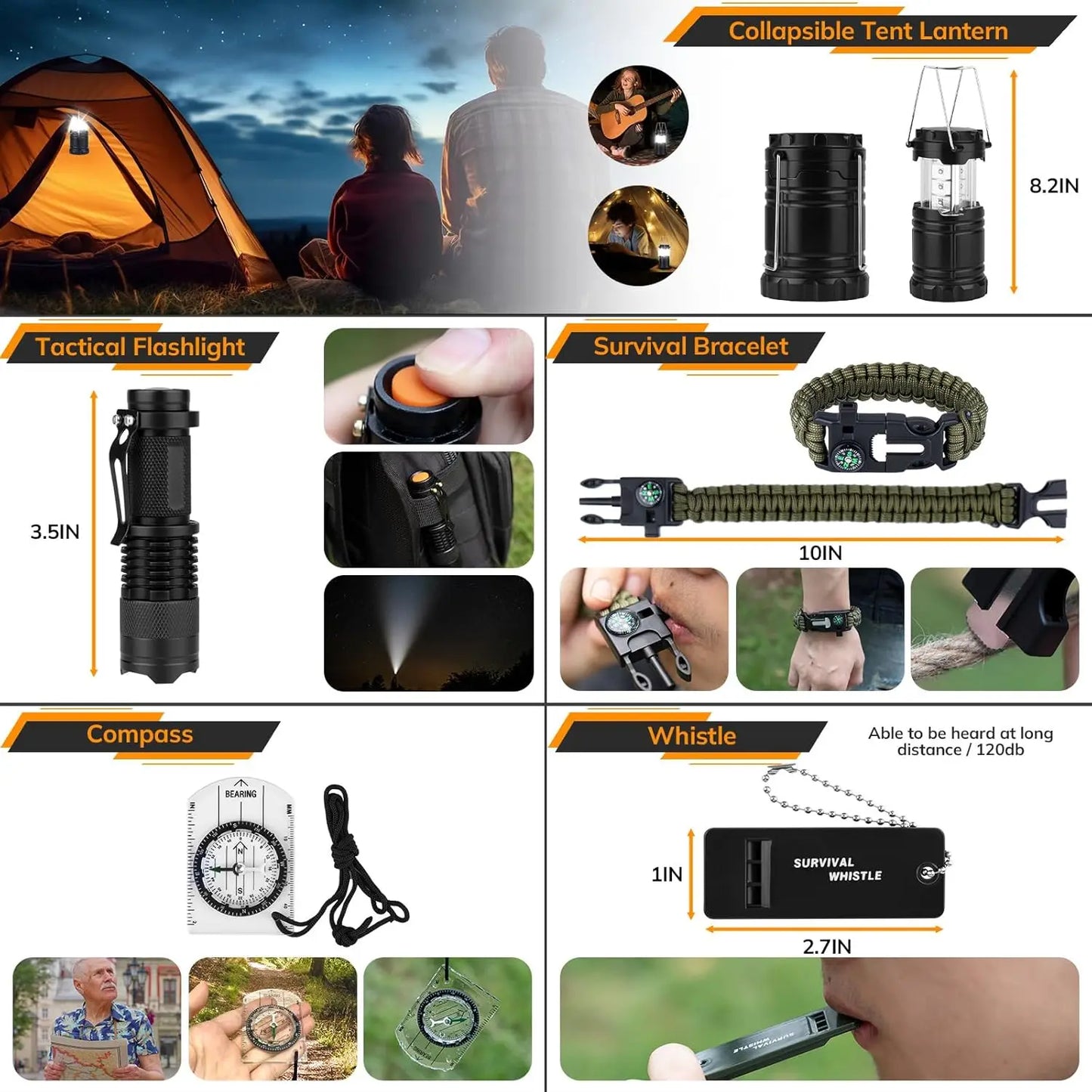 250-Piece Survival Kit with First Aid, Tactical Gear, Emergency Tent & Crossbody Bag for Outdoor Adventure and Gifts
