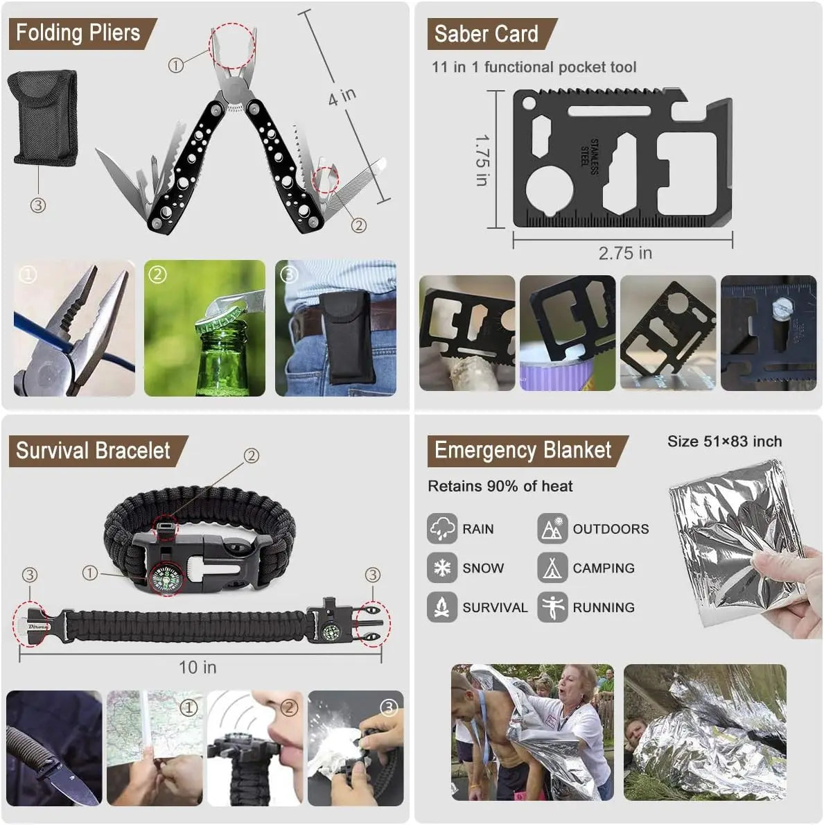 238-Piece Emergency Survival Kit with First Aid, Tactical Pouch & Tent for Outdoor Adventure, Camping, Hiking