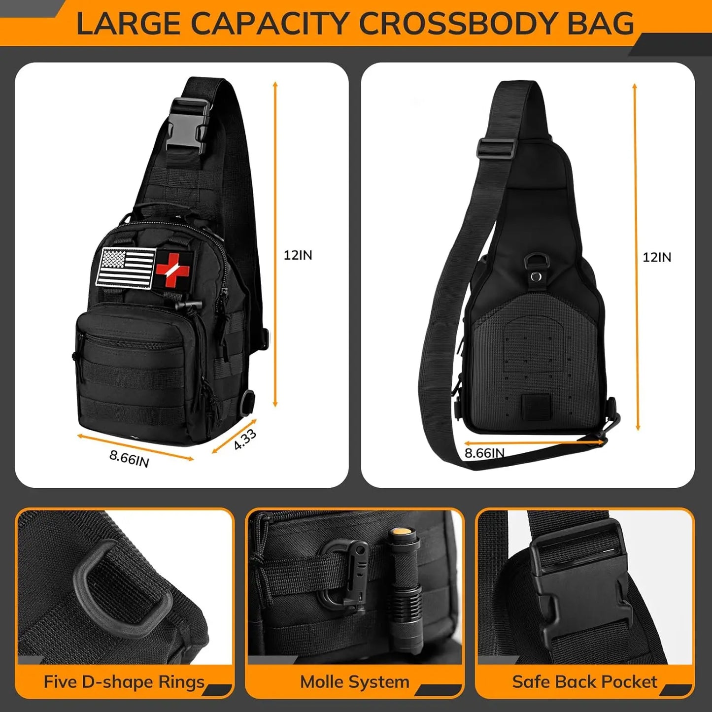250-Piece Survival Kit with First Aid, Tactical Gear, Emergency Tent & Crossbody Bag for Outdoor Adventure and Gifts